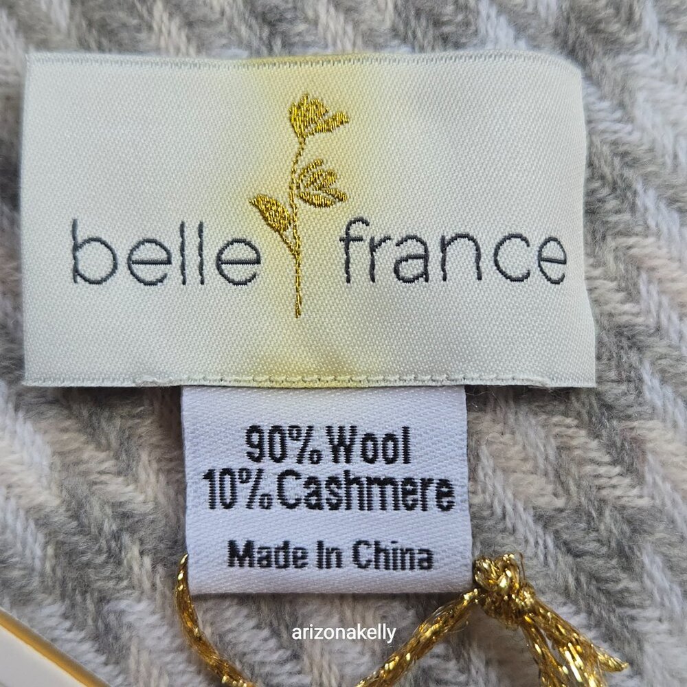NWT Wool & Cashmere Houndstooth Scarf Belle France - Picture 4 of 8